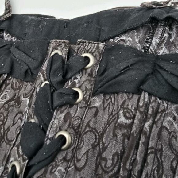 Tripp NYC Shirt Womens Medium Purple Black Tank Corset Skull Brocade - Picture 8 of 13